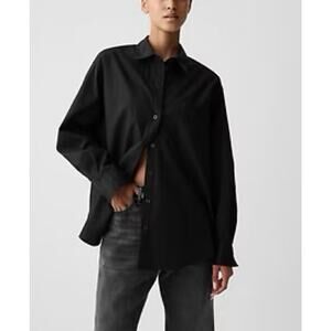 Gap Shirt Womens Small 100% Linen Black Weekend Oversized Minimalist Beach